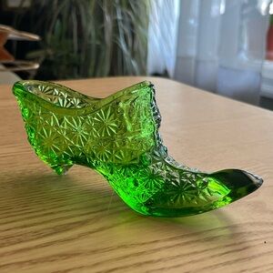 Fenton- Green Glass Slipper